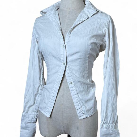 Y2k vintage white and minimal stripe button up - Picture 1 of 6